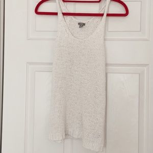 Aerie White Crochet Knit Tank Size XS